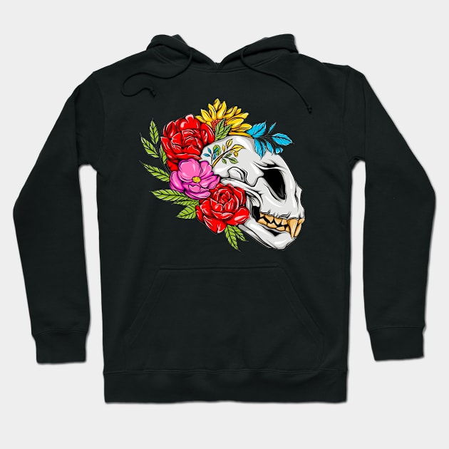 Monsters  Skull with Flowers Hoodie by Merilinwitch